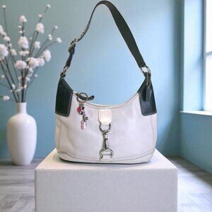 COACH Hamptons Hobo with Clasp white/navy